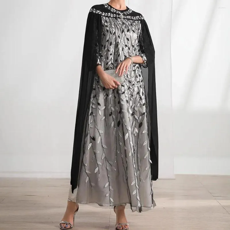 Etniska kläder broderier diamanter ramadan marocko party klänning kvinnor muslimska cape abaya mantel kalkon dubai kaftan kväll mantel eid vestidos