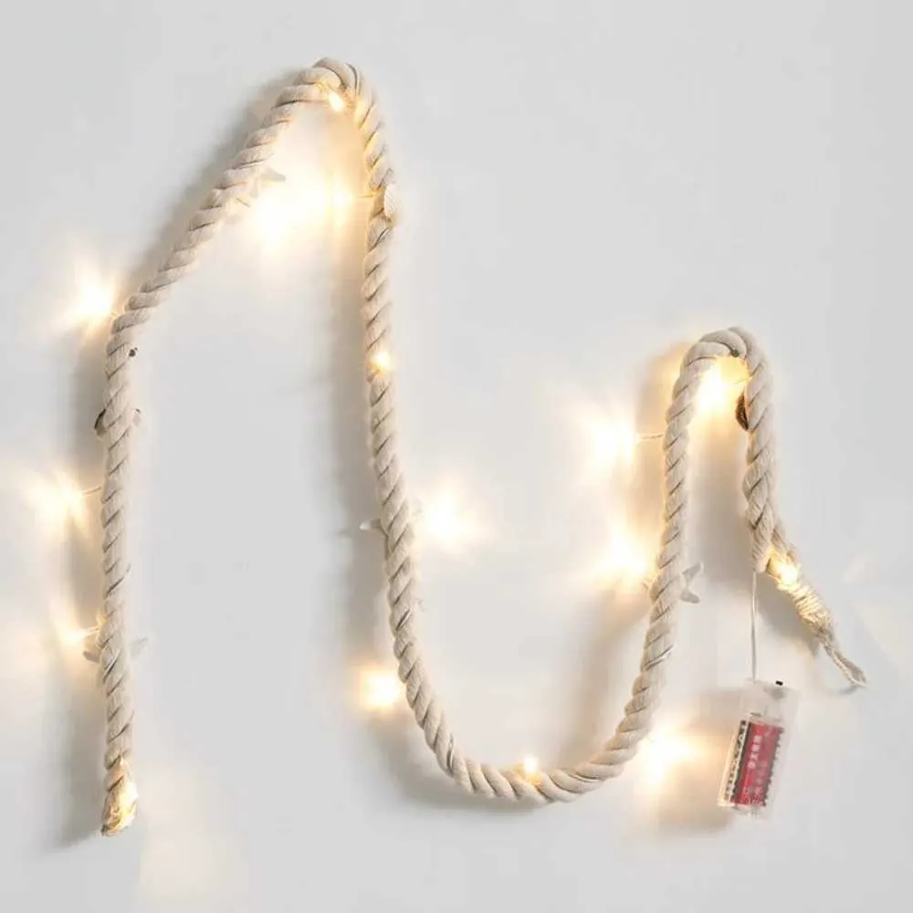 LED Strings Mediterranean style Christmas Day Light String Multifunctional Waterproof Lamp Battery Operated Cotton Rope YQ240401