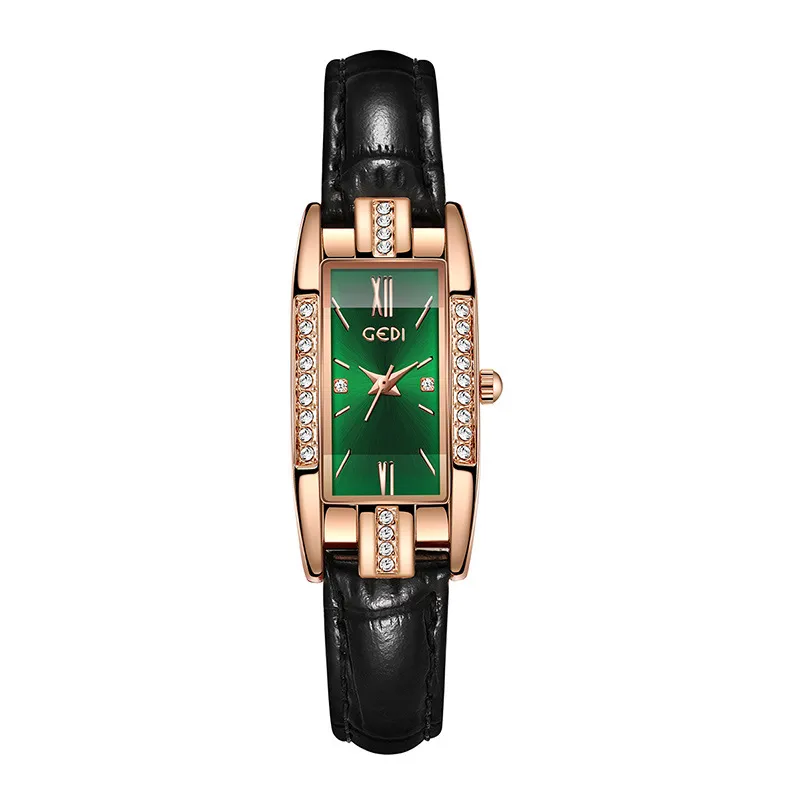 Mulheres relógio de alta qualidade designer de luxo moda negócios quartzo mulheres relógio temperamento luz luxo pulseira de couro retangular diamante conjunto pequeno mostrador