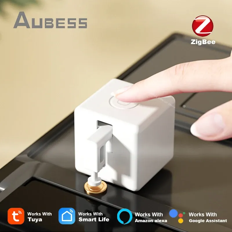 Управление AUBESS Tuya Zigbee Fingerbot Plus Смарт-кнопка переключения Толкатель Таймер умного дома Smart Life Голосовое управление Alexa Google Home Alice