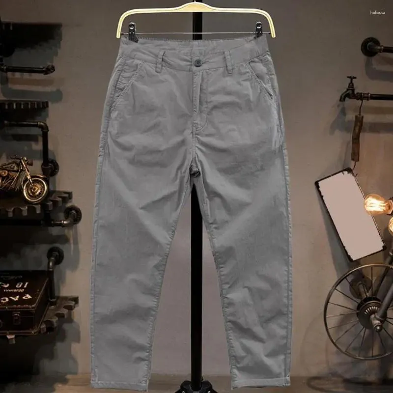 Pantaloni da uomo Pantaloni da nono casual morbidi e traspiranti con tasche con chiusura a cerniera e bottoni, vestibilità ampia e leggera per il massimo comfort