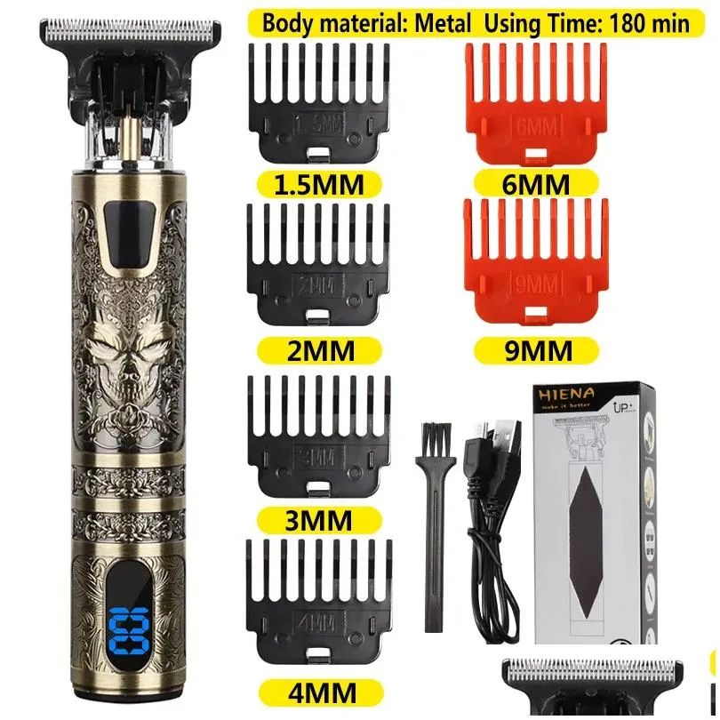 Hårtrimmer T9 Electric Clipper för män USB -uppladdningsbar rakapparat Barber Adts Cutting Hine 221122 Drop Delivery Products Care STY DHLZ0