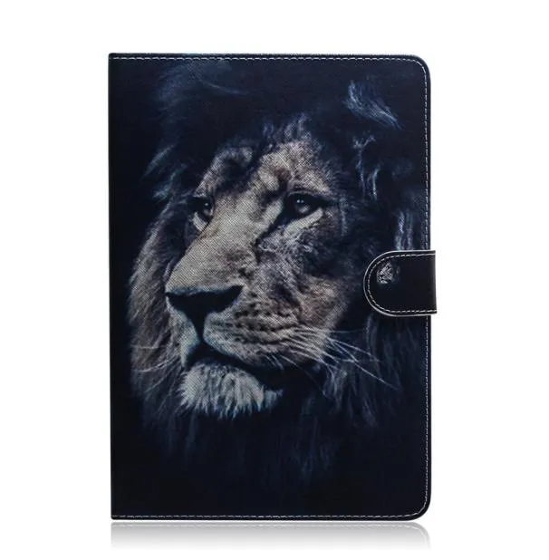 För Apple iPad Pro 11 -tums tablettfodral Flip Cover Stand läder plånbok färgad ritning tiger lejon owl blomma5374286