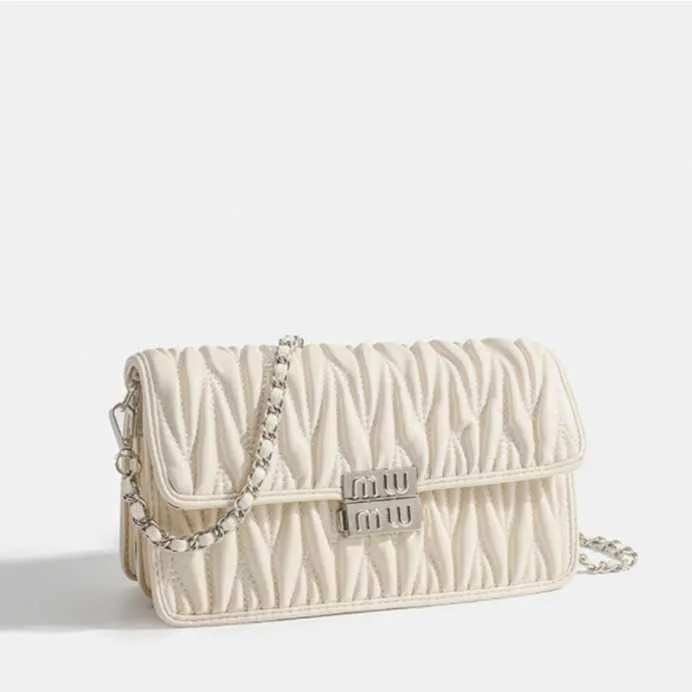 Popular pleated and niche embroidered handbag 2024 new womens bag fashion versatile chain crossbody small square Purses Sale