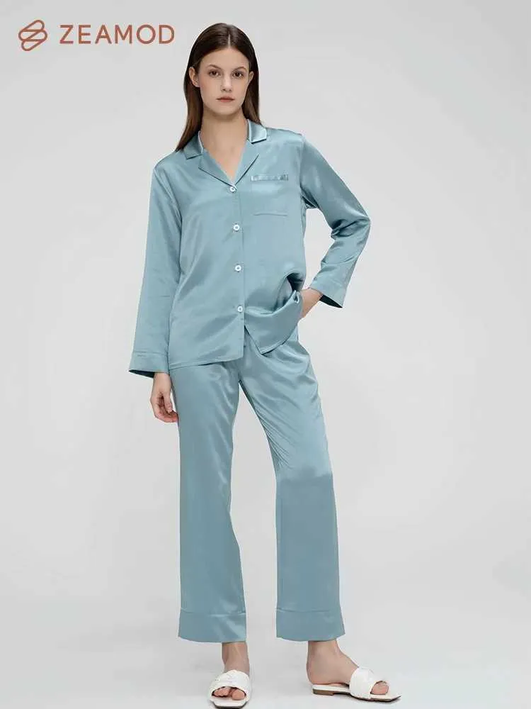 Pijamas sexy pijamas de seda Zeamod para mulheres de comprimento completo 22 Momme 100% Mulberry Silk Luxury 240330
