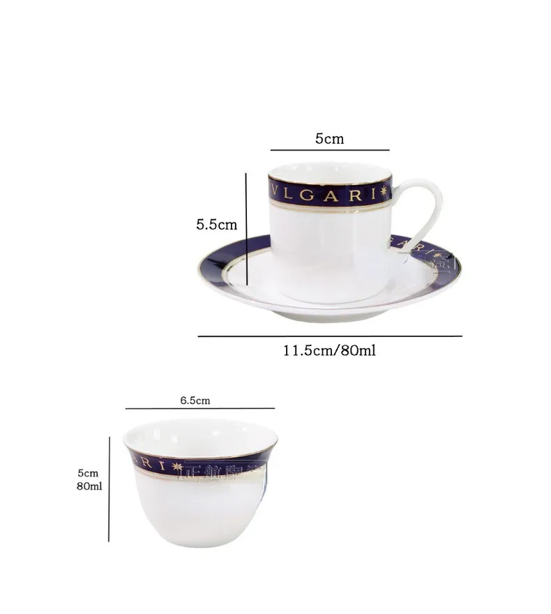 Designerkoppar och tefat sätter nya Bone China Turkish Espresso Cup med tefat 80 ml Mini Ceramic Cup grossist