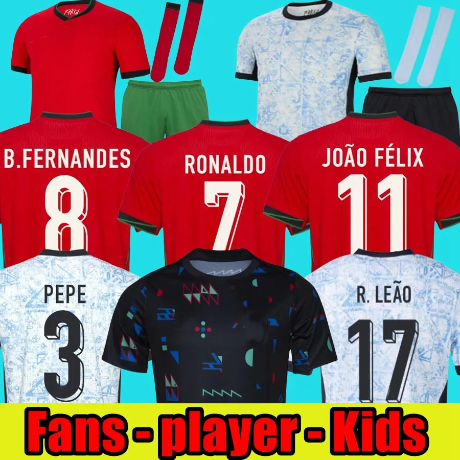 2024 Ronaldo JOAO FELIX Portugal soccer jerseys 2024 RUBEN NEVES Portuguese football shirt BERNARDO BRUNO FERNANDES camisa de futebol Long sleeved women kids