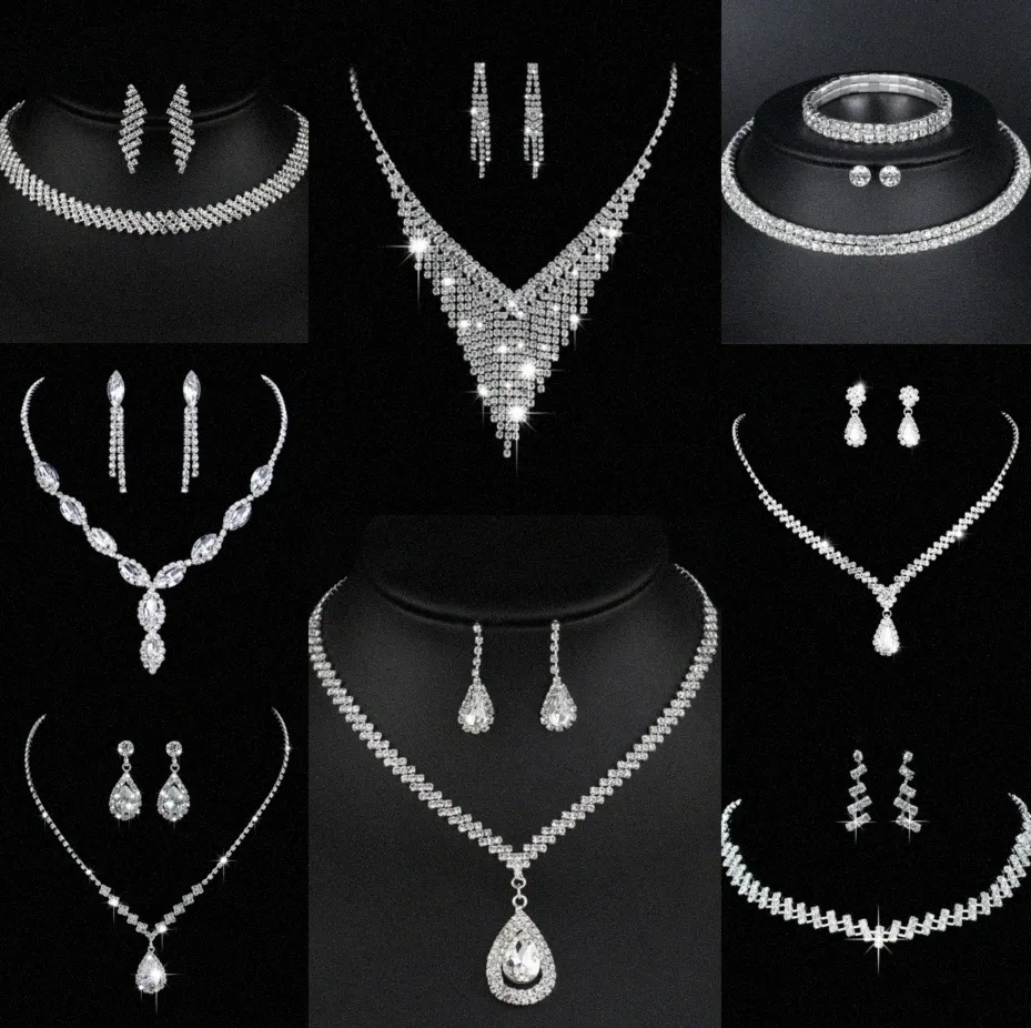 Ensemble de bijoux en diamant de laboratoire précieux, collier de mariage en argent sterling, boucles d'oreilles pour femmes, bijoux de fiançailles, cadeau P3Zl #