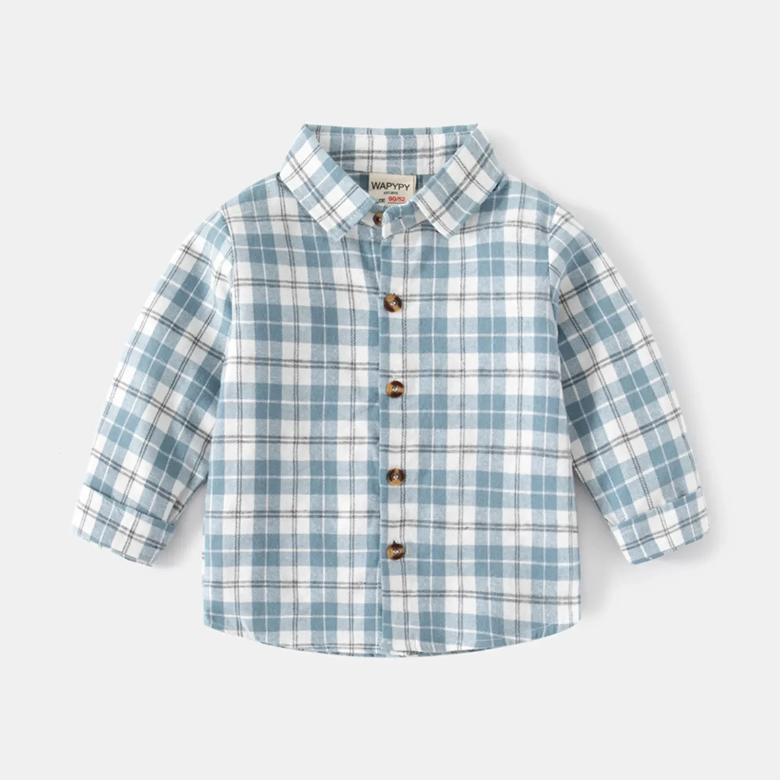 Enfant en bas âge garçons à manches longues hiver automne chemise hauts manteau vêtements d'extérieur pour bébés vêtements Plaid jaune bleu 240314