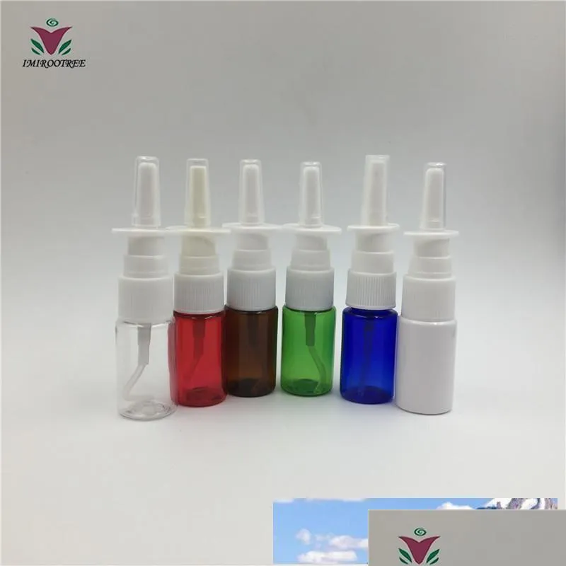 포장 병 도매 1000pcs 10ml pet muti-color medical nasal mist atomizer 스프레이 병 드롭 배달 사무 학교 사업