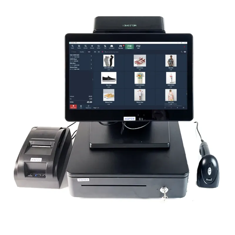 wholesale 14inch Window Touch Screen POS System Retail And Restaurant Multi-Language To Choose Cash Register Machine All In One
