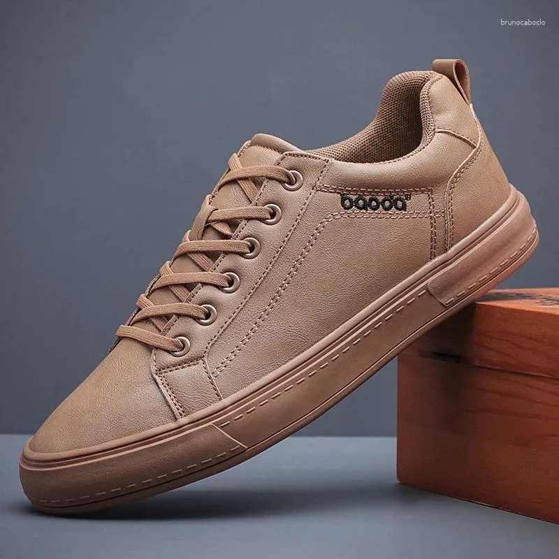 Chaussures décontractées en cuir pour hommes, baskets de luxe respirantes et souples pour l'extérieur, Skateboard, semelle épaisse, baskets de marche, 23094