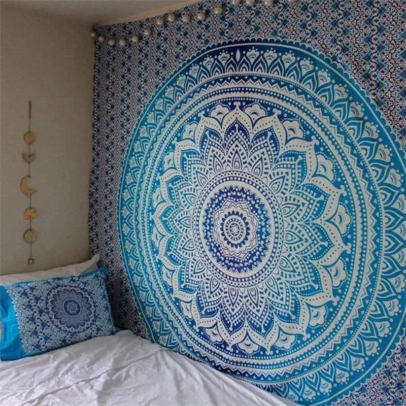 Großer Mandala-Indischer Wandteppich, Wandbehang, Bohemian-Strandmatte, Polyester, dünne Decke, Yoga-Schalmatte, 200 x 150 cm