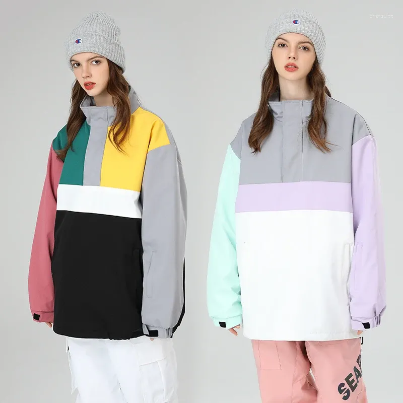 Giacche da sci inverno con cappuccio per sci inverno snowboard cappotto impermeabile uomini traspiranti da donna donna patchwork sport outdoor indossare abiti da neve