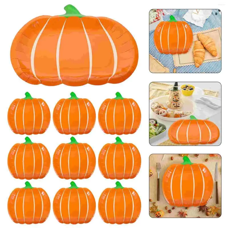 Dince per le stoviglie usa e getta 25 pezzi Halloween Piatti Festival Pumpkin Paper Dessert Decor Torta Cene Cena