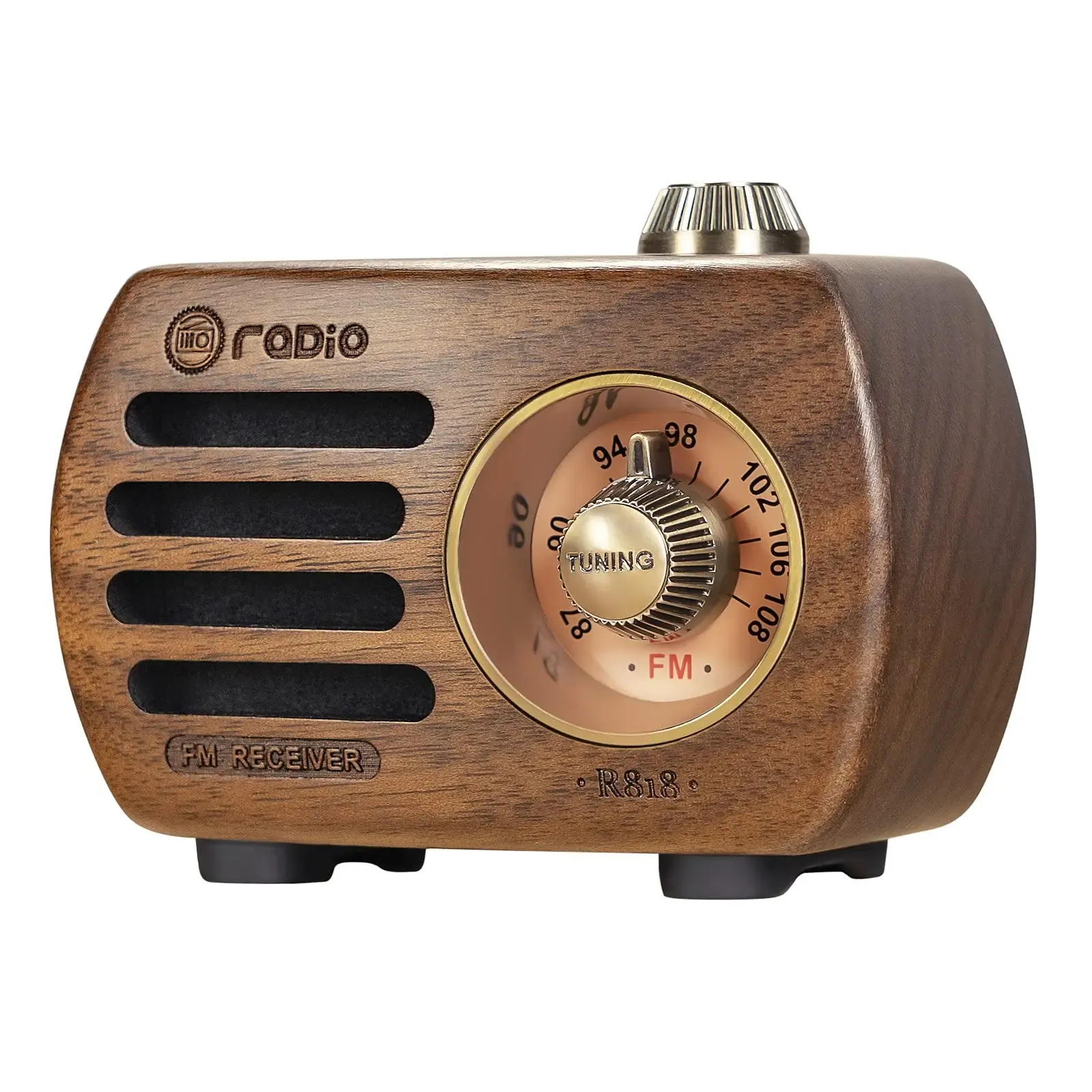 Högtalare Prunus Portable Wood Mini Radio Retro Radio FM Altavoz Bluetooth 5.0 Högtalare Aux Cable Play Desktop Radio Wireless Vintage