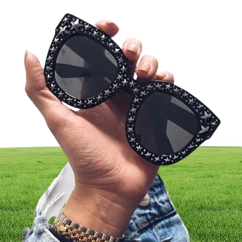 Vintage Star Studded Square Bling Sunglasses For... From 