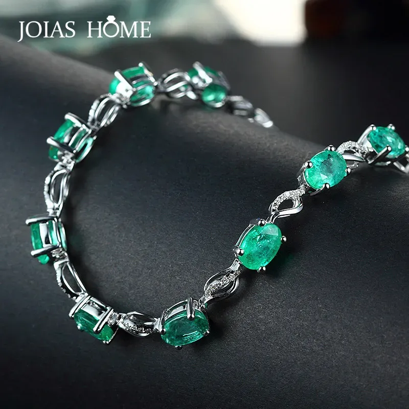 Braccialetti joiashome 925 bracciale in argento sterling caibao serie creativa smeraldo ovale braccialetto bracciatine di San Valentino giorno regalo all'ingrosso