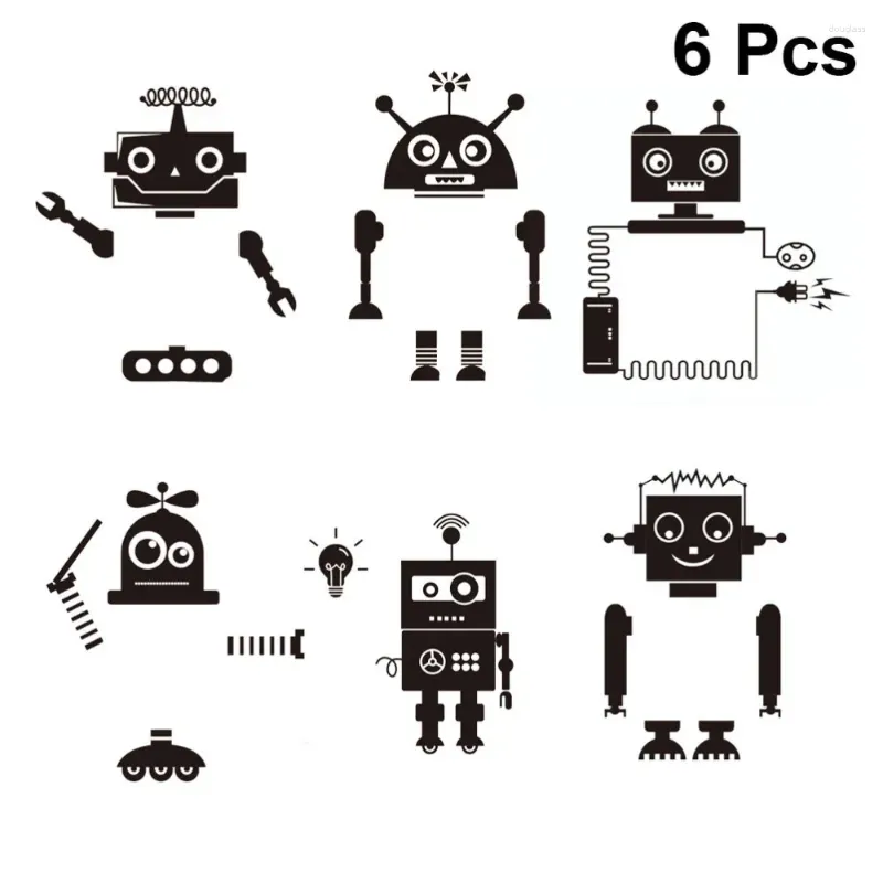 Duvar Çıkartmaları 6 PCS Robot Tema Anahtarı Çıkartma Çıkarılabilir (Karışık Stil)