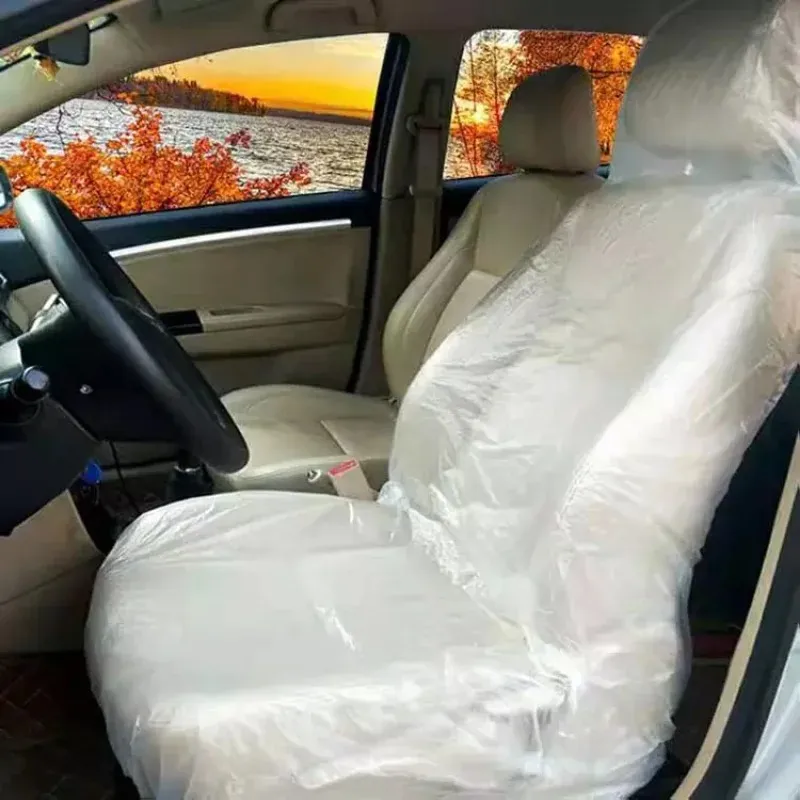 Housses de siège de voiture jetables en plastique, 50/100 pièces, housses de protection pour réparation de beauté, imperméables universelles