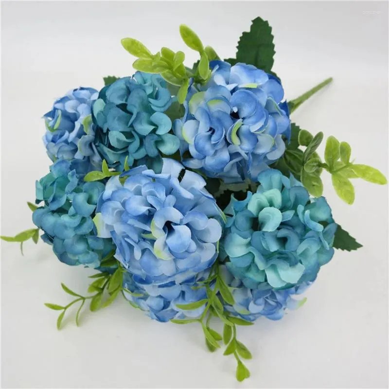 Dekorative Blumen, 10 Köpfe, künstliche Seidenblume, simulierte Hortensie, Brautstrauß, Hochzeit, Partyzubehör, Heim- und Raumdekoration