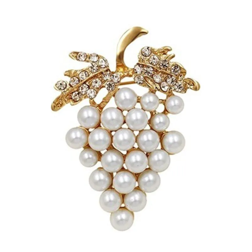 Pins Broches Koreaanse versie Mode Rode Kristal Druif Parel Broche Voor Vrouwen Legering Diamanten Broches Pin Kleding Sieraden Accessoires Dhycz