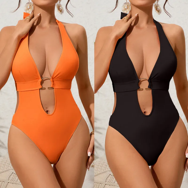 Bikini mayo plaj mayo kadın mayo kadın giyim tasarımcı giyim seksi moda derin v kesilmiş kayış bikini boyutu s-x