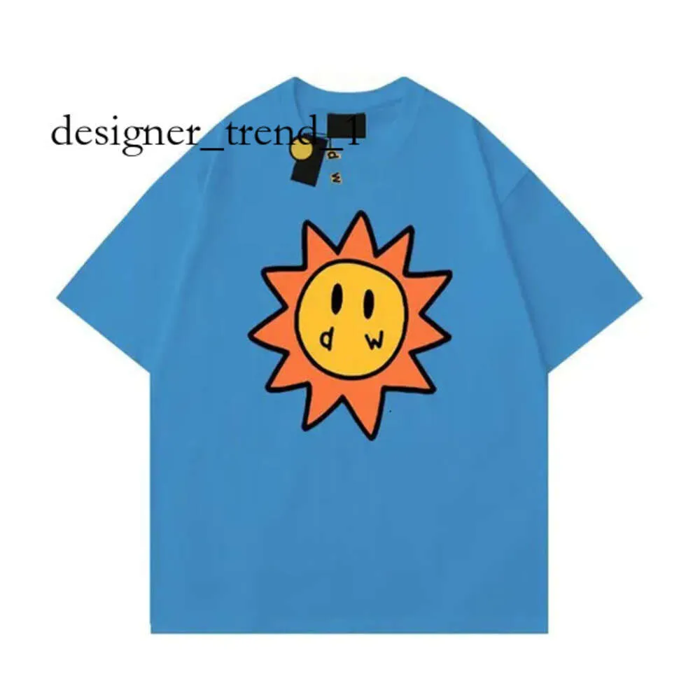 Drew Tshirt Men Designer T Shirt Smiley Sun Cards Tee Women Graphic Printing Tshirt Trend Letni Trend krótki rękaw