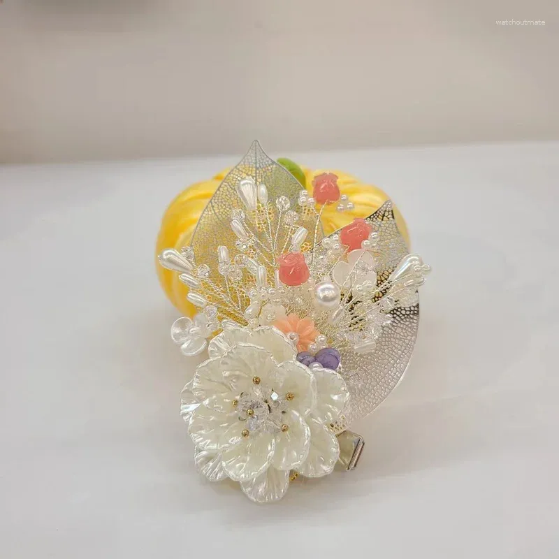 Hårklipp koreanska hanbok huvudbonad hårnål handgjorda pärlstav tillbehör brud bröllop sidoklipp prestanda