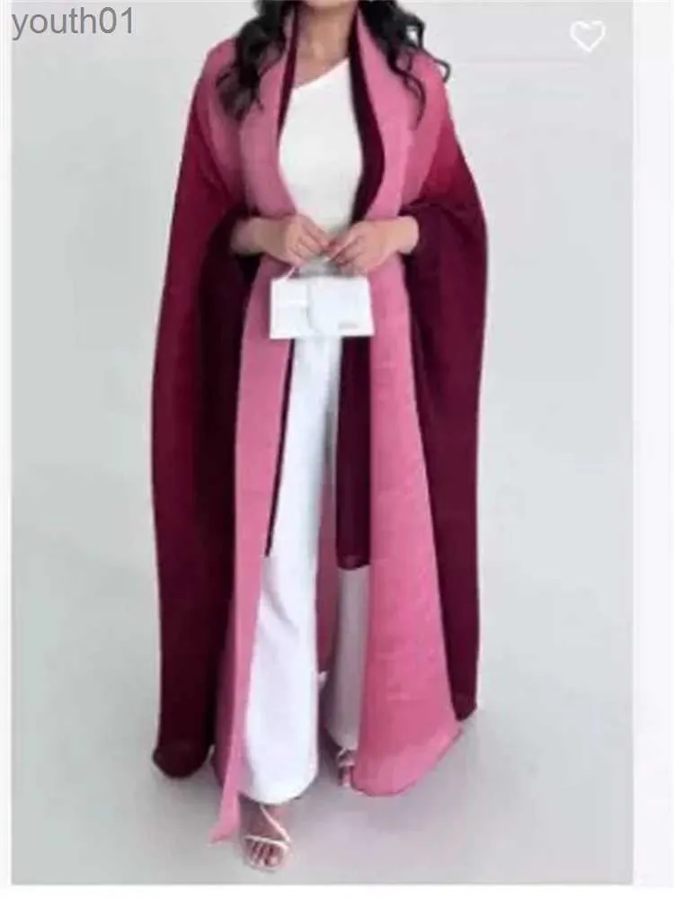 Vestidos informales básicos Miyake moda gradiente plisado trinchera larga mujeres mangas de murciélago cinturón cintura reunida vestidos rompevientos para otoño 2023 yq240402