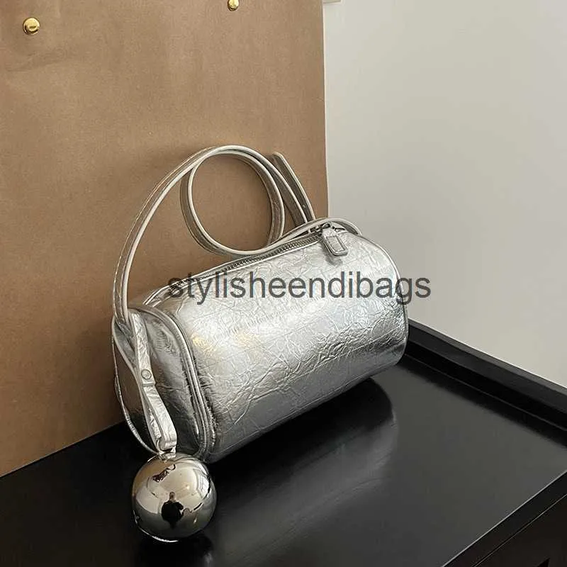 Shoulder Bags 2024 New Bell Cylindrical Bag Eel Pattern Bucket Single Crossbody Small H240401