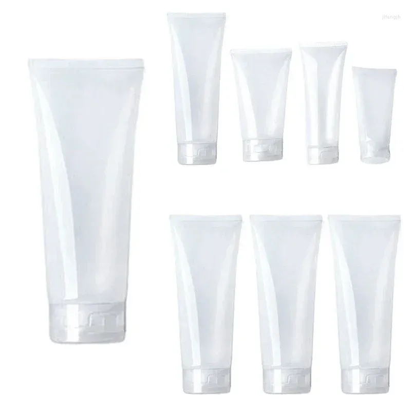 Storage Bottles 10Pcs Clear PE Plastic Empty Cosmetic Tubes Lotion Toiletry Bottle With Flip Lids Smooth Polish Containers For Hand Cream