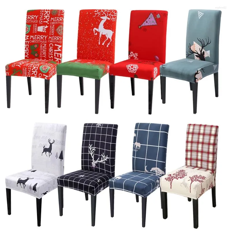 Chair Covers Christmas Dining Room Seat Cover Elastic Protector Case For Kitchen Restaurant Banquet Wedding