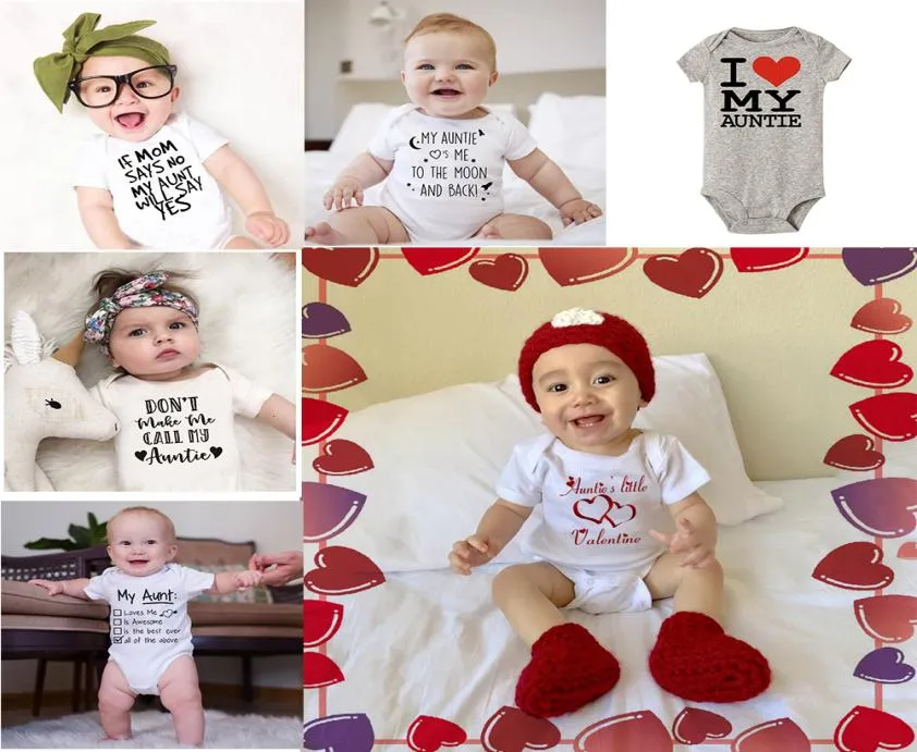 Baby Boys Girls Jumpsuit My Auntie Love Me To The Moon and Back New Soft Romper Letter Print Short Sleeve Clothes Outfit4069799