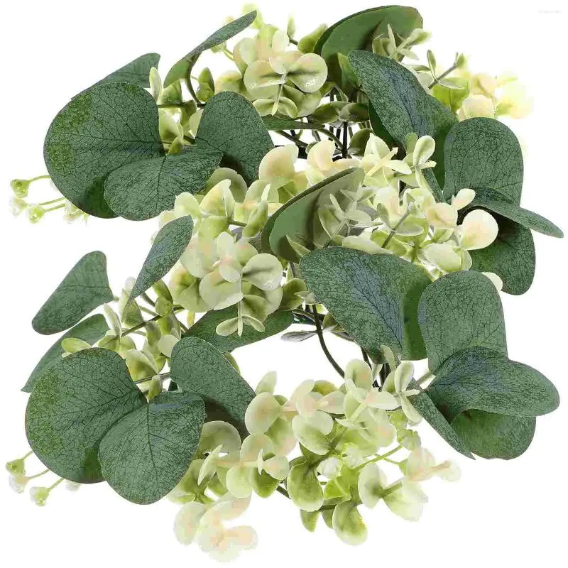 Guirlande de fleurs décoratives, 2 pièces, bougies, chandelier, anneaux pour couronne de pilier, Eucalyptus artificiel