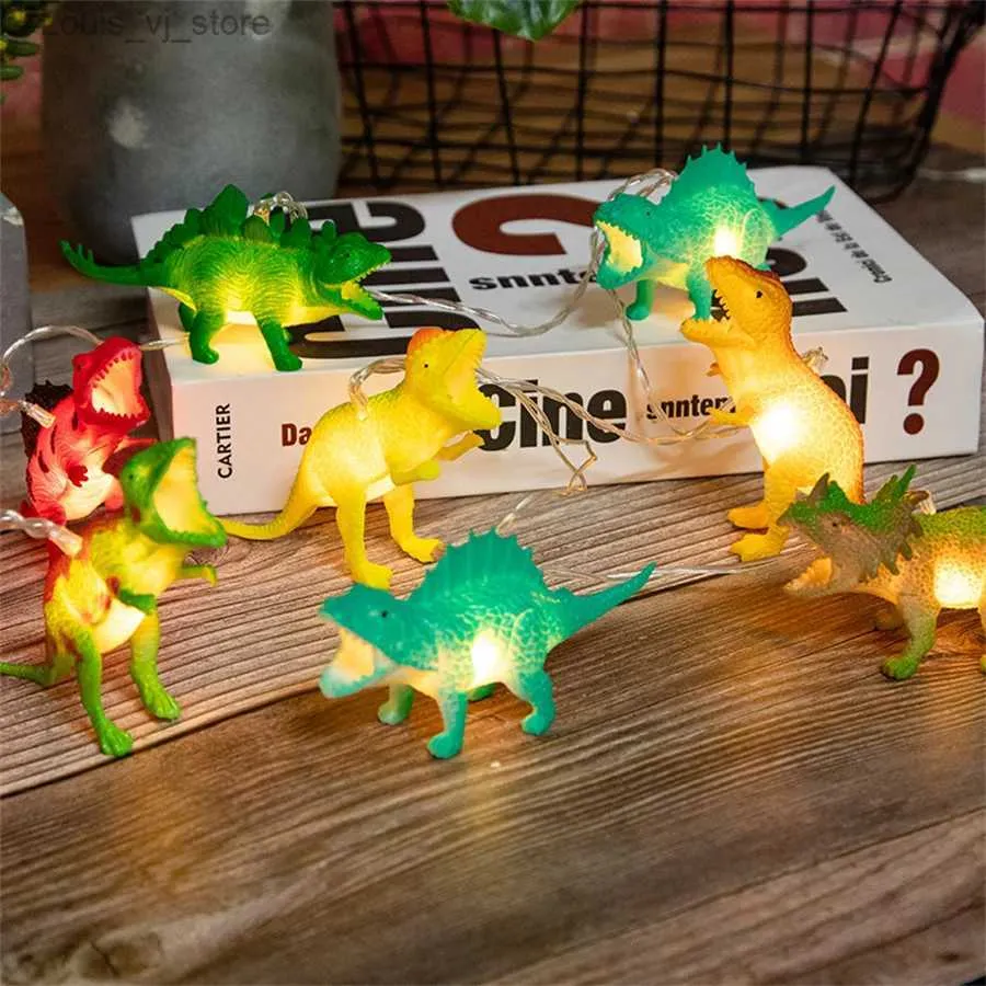 LED Snaren Nieuwigheid Dinosaurus Lichtslinger AA Batterij Kinderen Verjaardag Kerst Fee Cadeau Kinderen Slaapkamer Feestslinger YQ240401