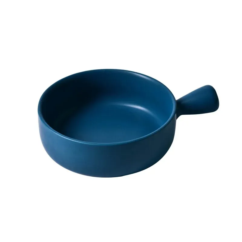 2024 Nordique Creative Baking Pan avec poignée Round Bowl Bowl Four Ceramic Matte Glazed Baked Spaghetti Plate Fruit Assiette.Voici 3