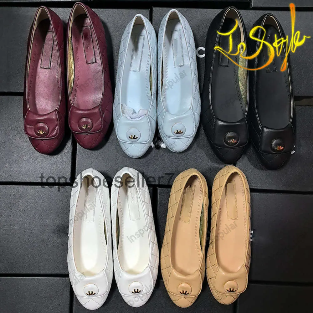 Designer Ballerina Dames Loafers Ballet Flats Leren Casual Schoenen Met Knopen Le Boy C Schoenen Comfortabele Zomer Instappers Zwart Schoeisel Inspopular Maat 34-41