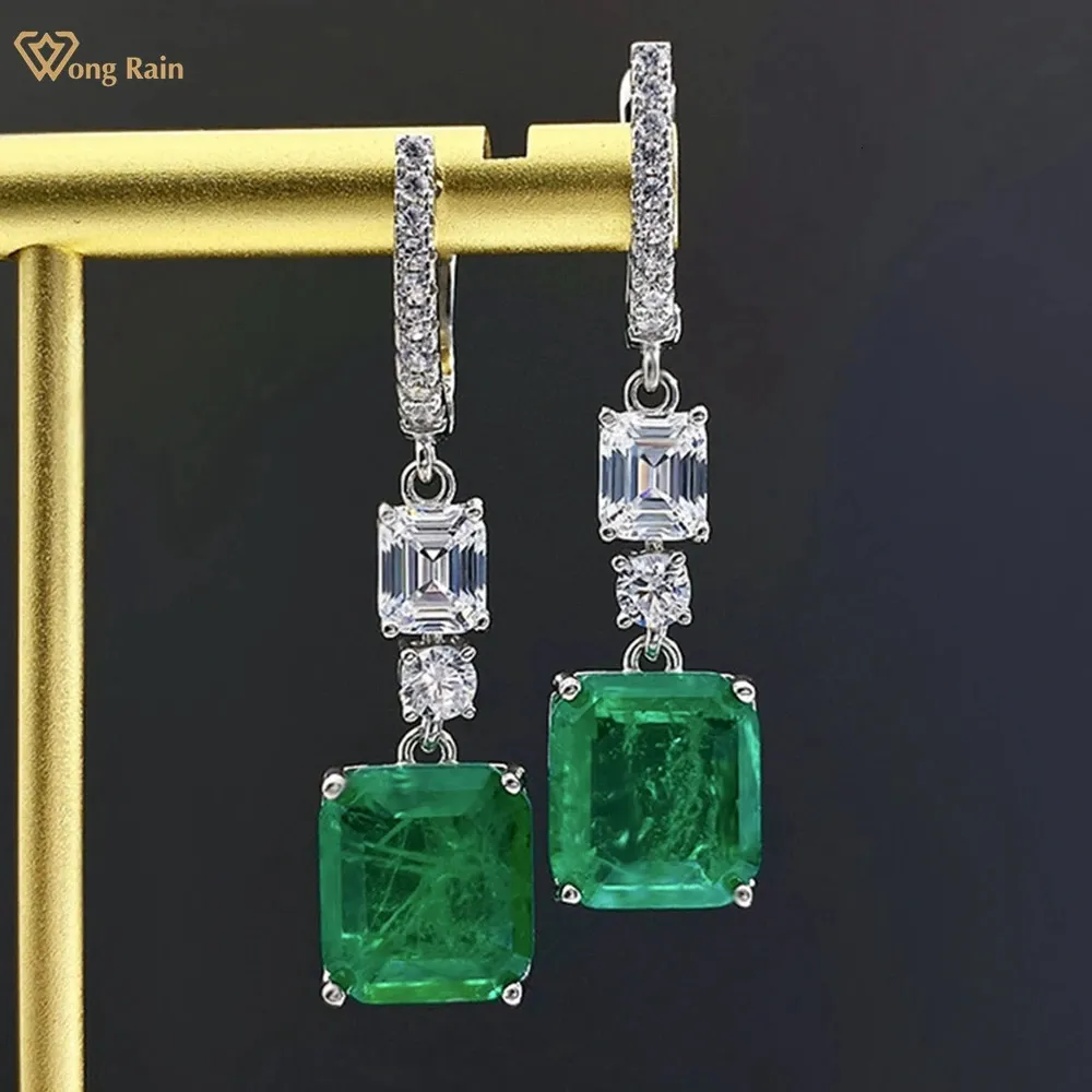 Wong Rain 925 Sterling Silver 1011MM Emerald Paraiba Tourmaline Gemstone Drop Dangle Earrings Fine Jewelry For Women Wholesale 240401