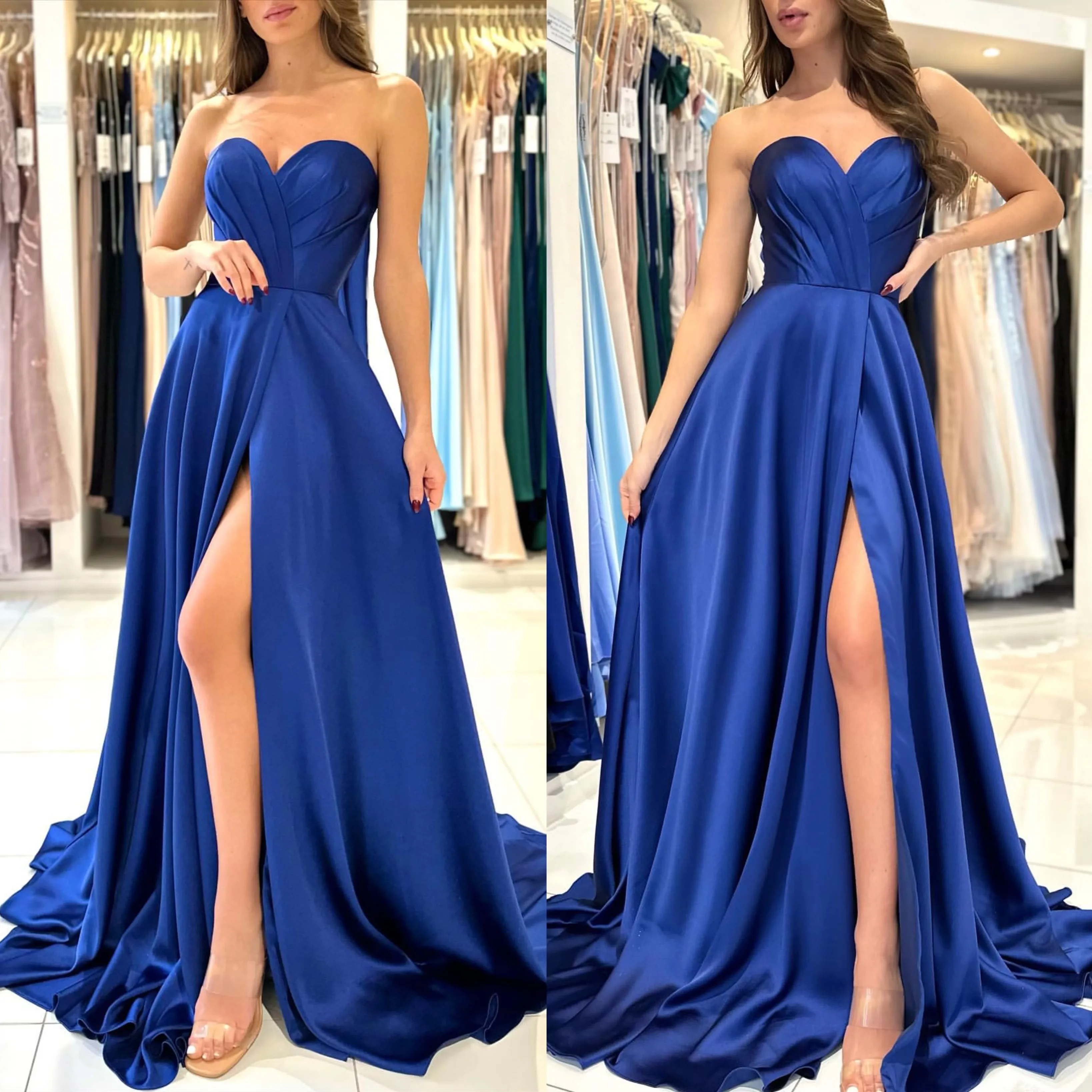 Dark Blue Satin A-Line Bridesmaids Dress Sweetheart Neckline Backless Sweep Train from Dhgate Prom Dresses - price 262.42 Dark Blue Satin A-Line Bridesmaids Dress Sweetheart Neckline Backless Sweep Train from Dhgate Prom Dresses - price 262.42