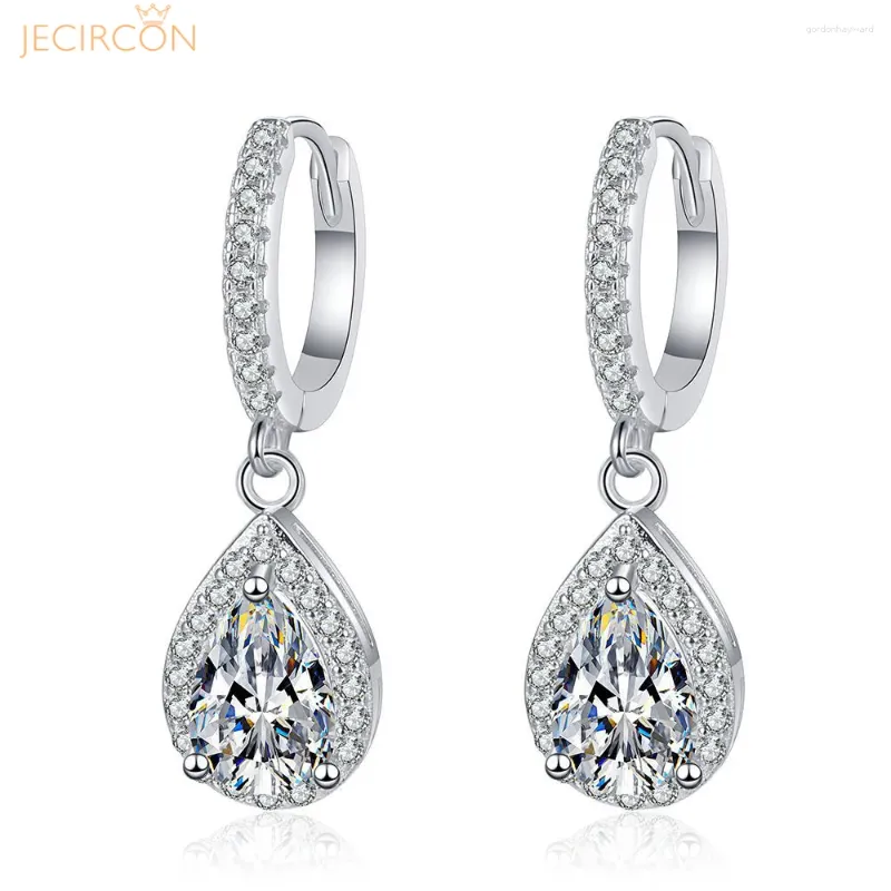 Dangle Earrings JECIRCON 925 Sterling Silver Moissanite Drop For Women 1ct Water Pear Shaped Ear Pendants Luxury Diamond Jewelry