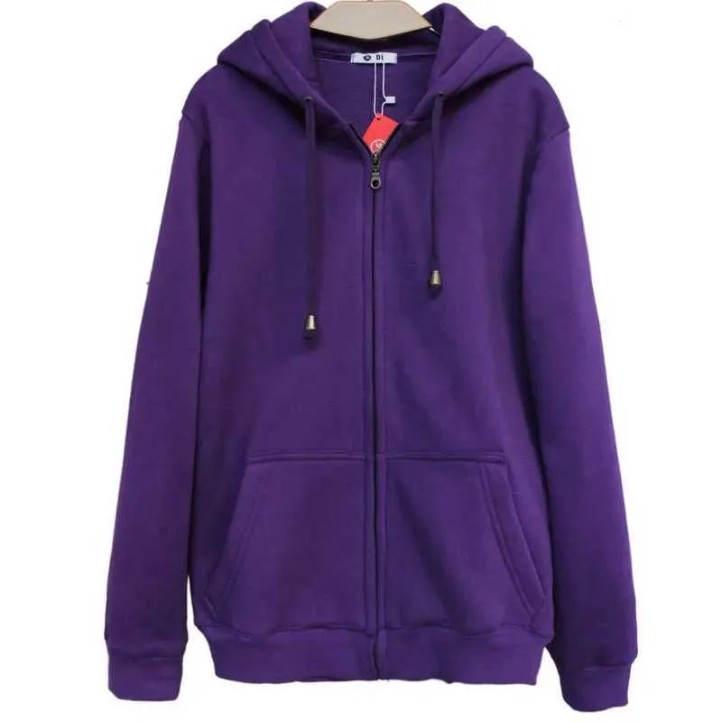 Kvinnors hoodies tröjor mode huva bomullsrockar vår hoodie lila kofta tröjor kvinnor kläder höst vinter blixtlås jackor toppar jp571 240401