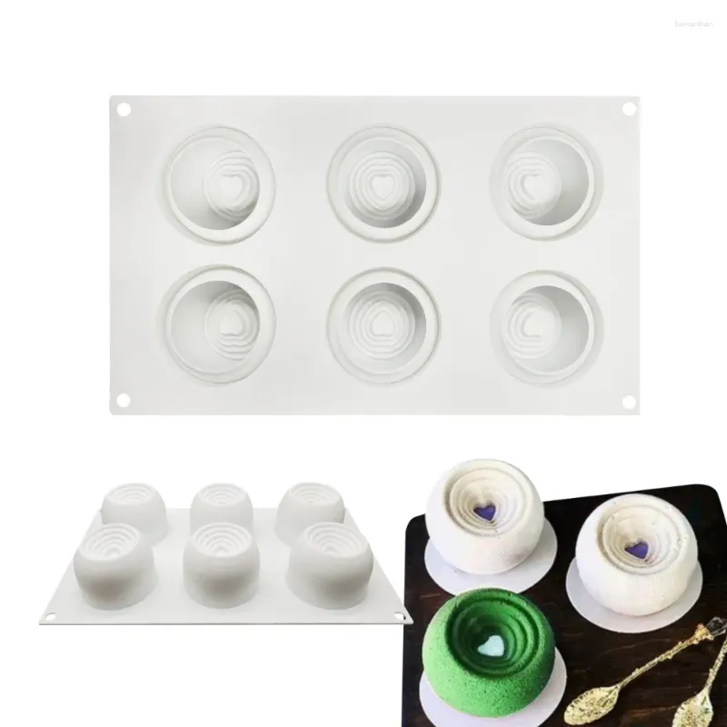 Bakvormen 6 Gaten Ronde Vortex Siliconen Cakevorm Voor Decoratie Gereedschap Dessert Taartje Gebak Bakvormen Mousse Mold Moldes De Silicona