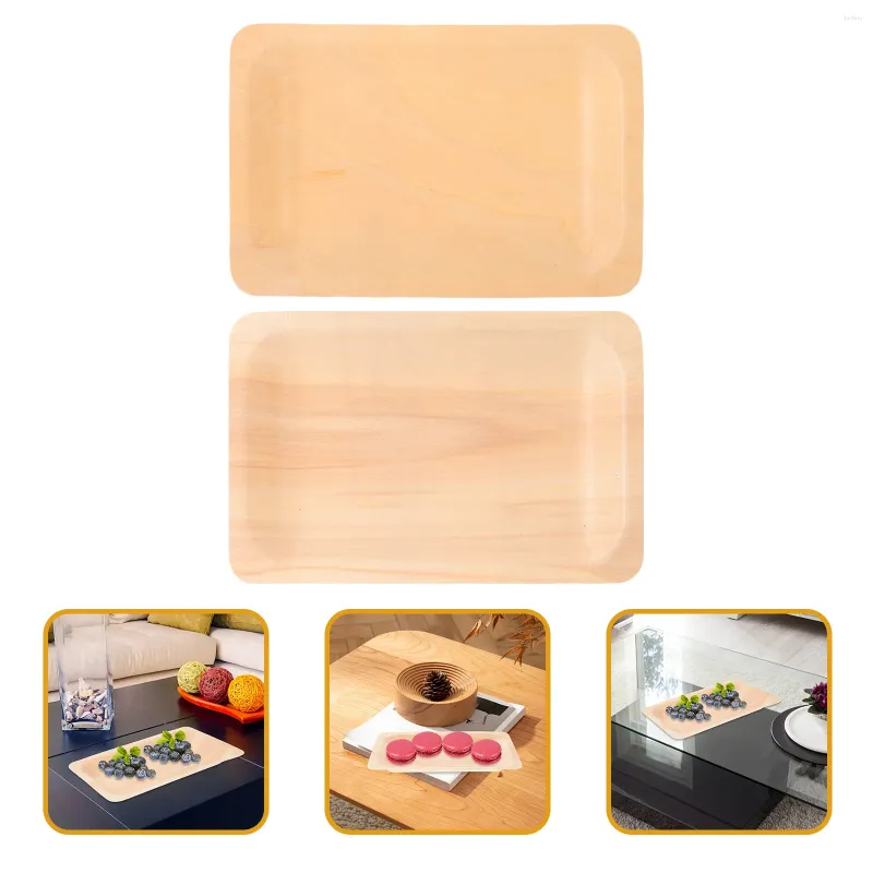 Vaisselle jetable 8 pièces, assiette en bois, plat de service rectangulaire, plateau de collation domestique, assiettes à noix