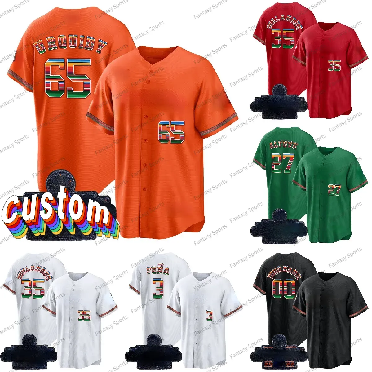 MEXIQUE Heritage Night Alex Bregman Baseball Jersey HISPANIQUE Jeremy Pena Yordan Alvarez Jose Altuve Yuli Gurriel Justin Verlander Hommes Personnalisé Rouge Orange Vert Jersey