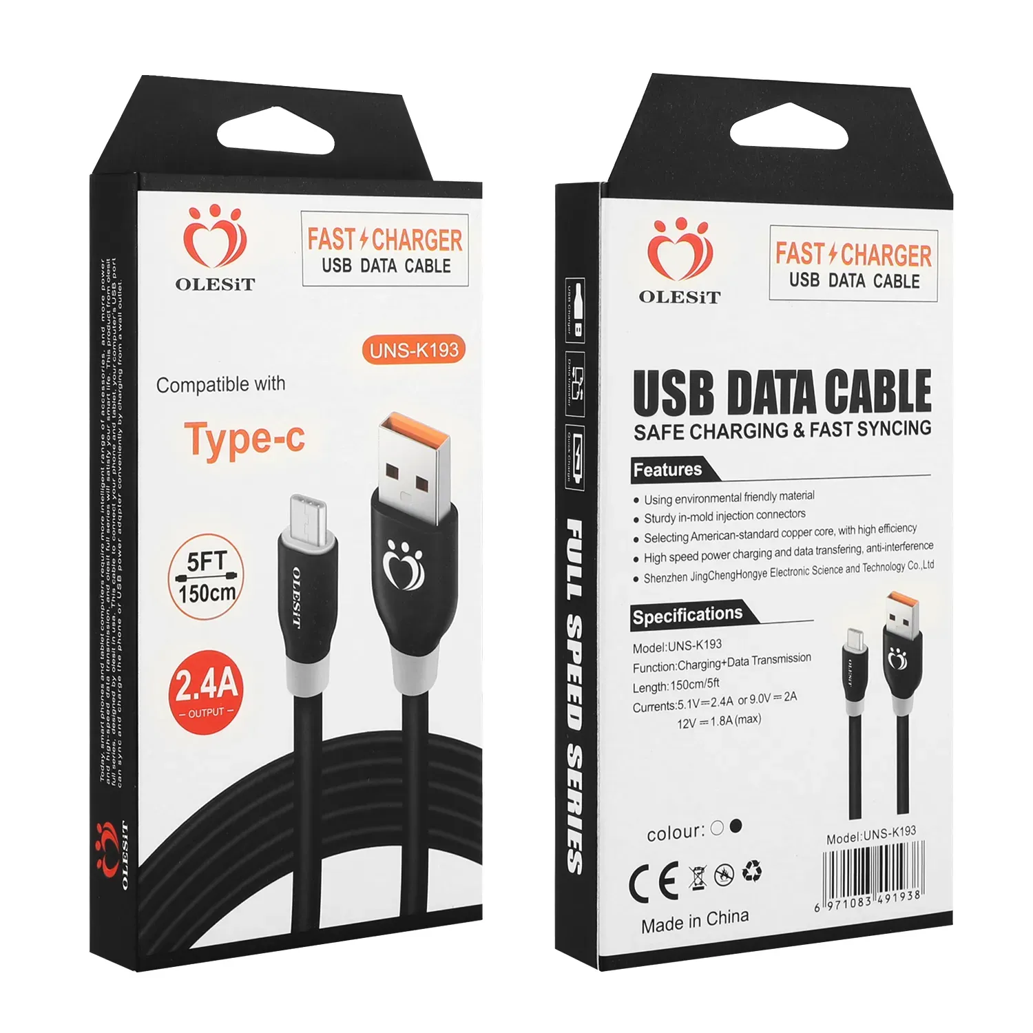 Olesitケーブル1.5m 5フィート3M 10フィートOD5.0 Bold Fast Charger Micro USB Data Type-C Cable for Samsung Huawei with Retail Box ll