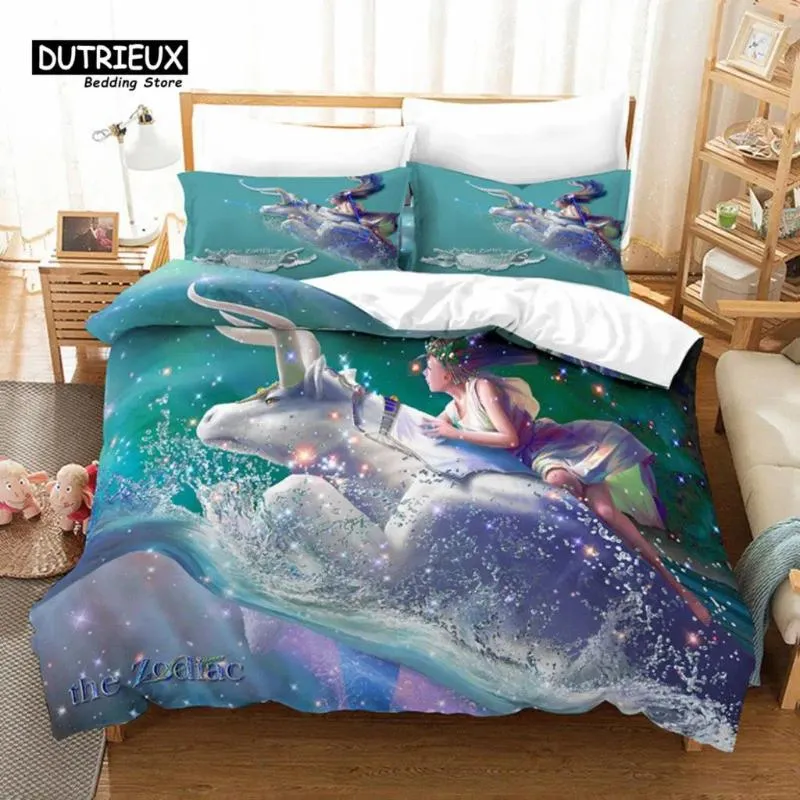 Ensembles de literie Mystery 12 Constellations Ensemble de housse de couette Dessin animé Anime pour enfants Adolescents Adulte Polyester Couette Chambre Décor