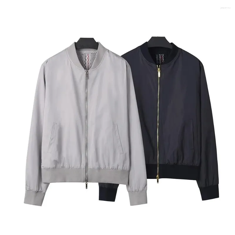 Men's Jackets Men Jacket Spring Stripe Stand Collar Long Sleeve Outerwear Windproof Casual Korean Design