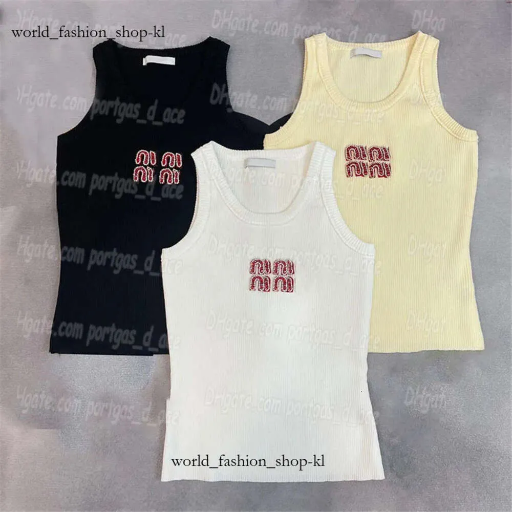 Mui Mui Singlet Woman Rhinestone Women Singlet Tops Tops Letras