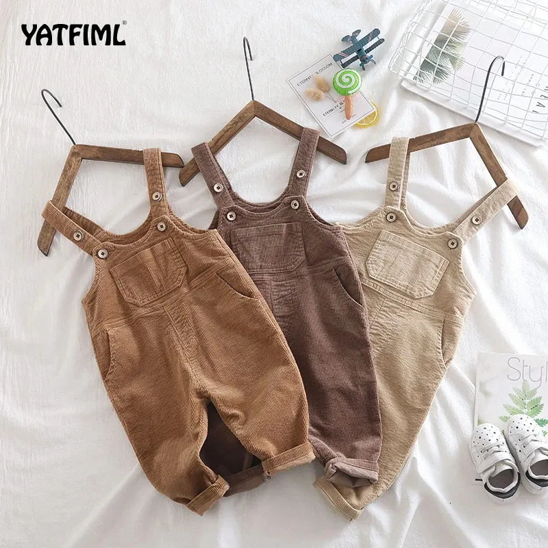 Yatfiml Childs Kids Pants 0-3yrs Boys Girls Ovanorals Corduroy Jumpsuits Romper Infant Clothing Outfits 240323